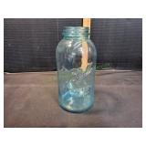 Vtg Blue Glass Ball Mason Jar