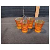 (4) Vtg Amber Shot Glasses