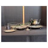 Vtg Silver-Plated Platter, Candlestick & More