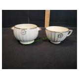 Vtg Golden Ware Sugar Bowl w/ Teacup