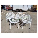 (4) Modern White Outdoor Stackable Garden Chairs