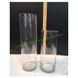 (2) Cylindrical Glass Vases
