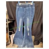Turquoise Haven Denim Bell Bottom Jeans, Sz Lg