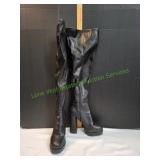 JLO Black Faux Leather Thigh High Boots, Sz 9M