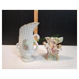 (1) Swan & (1) Cherub Vases