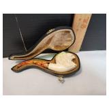 Hand-Carved Eagle Meerschaum Pipe in Case