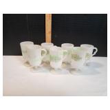 (7) Vtg Glasbake White Milk Glass Pedestal Mugs