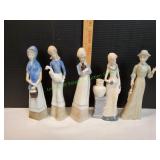 (5) Vtg Porcelain Lady Figurines