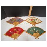 (4) Vtg Decorative Asian-Style Bamboo Wall Fans