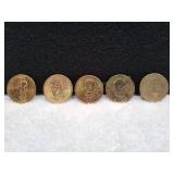 (5) Presidential $1 Coins