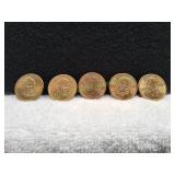 (5) Presidential $1 Coins