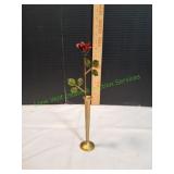 Single Red Rose in Brass Bud Vase