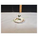 Porcelain Ring Holder w/ (2) Vtg Rings