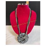Black & White Faux Pearls w/ Mosaic Pendant