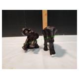 (2) Hand-Carved Wooden Elephants
