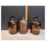 (3) Vtg Amber Purex Glass Jugs