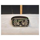 Vtg Griffin Shield Belt Buckle w/ Leather Belt