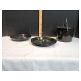 Black Enamelware Camping Pans & Plates Set