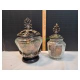 (2) Vtg Crackled Glass Potpourri Jars