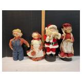 Vtg Ma & Pa Folk Art Dolls w/ Mr. & Mrs. Claus