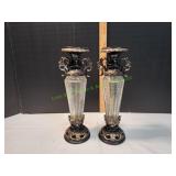 (2) Crackle Glas & Metal Candle Holders