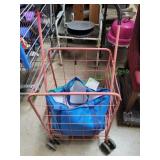 Red Metal Folding Shopping Cart Trolly