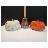 (3) Ceramic Glazed Pumpkins