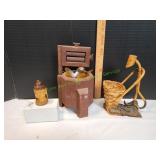 Vtg Wooden Laundry Wringer Planter & More