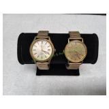 (2) Vtg Caravelle Gold-Tone Wristwatches