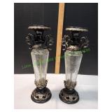 (2) Crackle Glas & Metal Candle Holders
