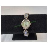 Fondini Blue Iridescent Face Silver-Tone Watch