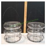 (2) Large Glass Lantern Candle Holders
