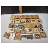 Collection of Wood-Mounted Rubber Stamps