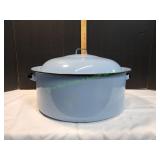 18' Light Blue Enamelware Stock Pot w/ Lid