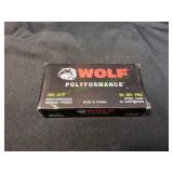 Wolf 380Auto 94gr FMJ Steel Case Ammo, 50ct