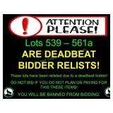 LOTS 539-561a RELISTED LOTS DUE TO DEADBEAT BIDDER