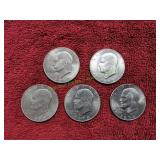 (1)1972, (3)1972-D & (1)1974-D Eisenhower Dollars