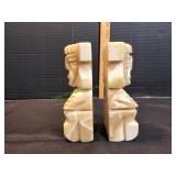 Vtg Hand Carved Marble Mayan Bookends