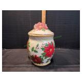 Holiday Time Classic Poinsettia Cookie Jar