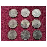 (7) 2000-D & (2) 2000-P Sacagawea Dollar Coins