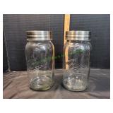 (2) Ball Glass Mason Jars w/ Silver Lids