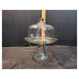 Clear Glass Footed Cake Stand w/ Dome Lid