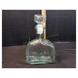 Vtg Italian Green Glass Decanter w/ Glass Stopper