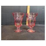 (2) Vtg Fostoria Jamestown Pink Goblets