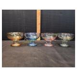 (4)Vtg Iridescent Pastel Pedestal Dessert Bowls