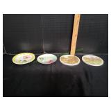 Vtg Saucers w/ Currier & Ives Decorative Hot Pad