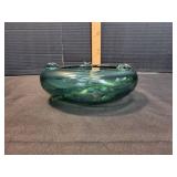 Vtg Blown Glass Green Ashtray