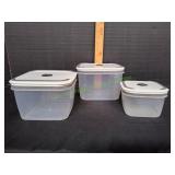 (3) Square Food Containers w/ Sealed Lids