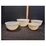 Vtg Fire King Milk Glass Swirl Oven Ware Bowl Set