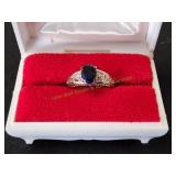Blue Sapphire Filigree Sterling Silver Ring